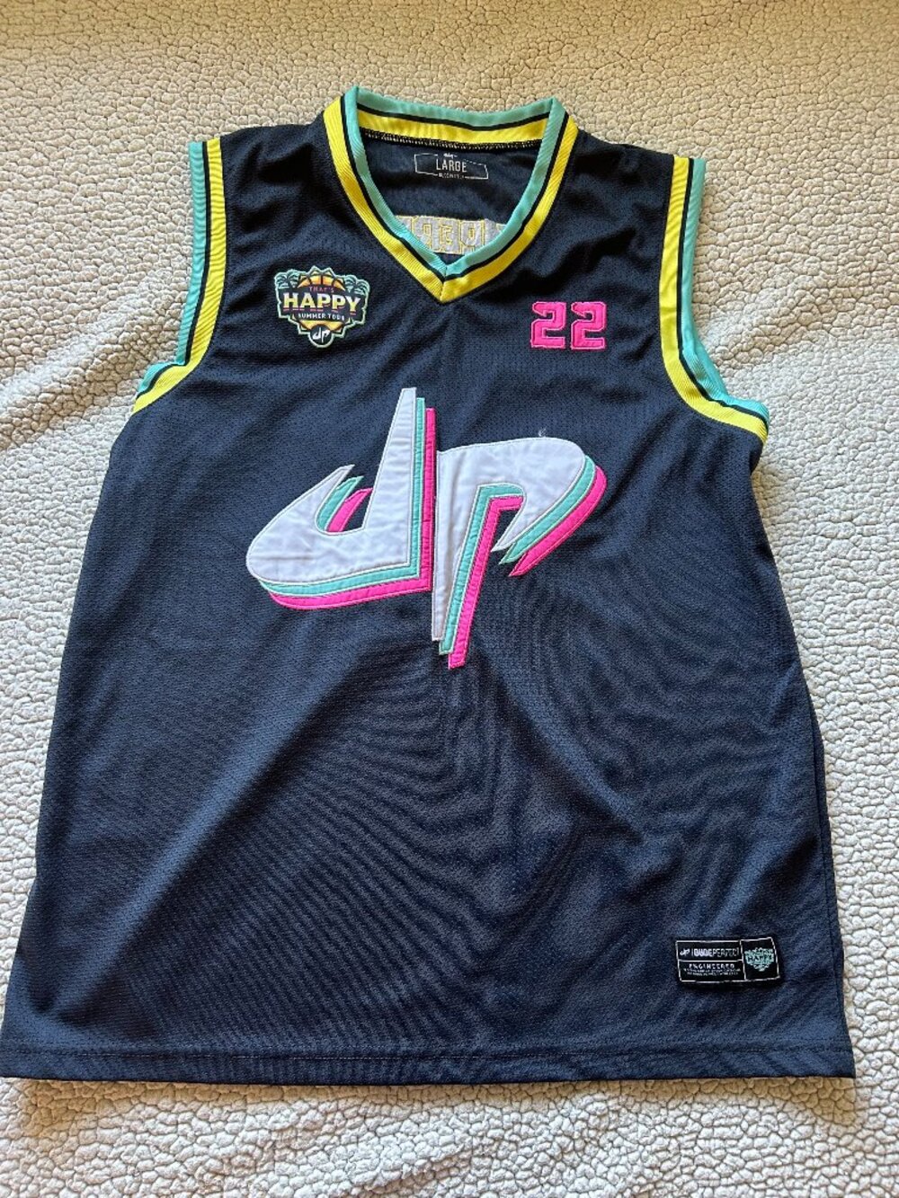 Dude Perfect -- navy blue/ colorful basketball jersey